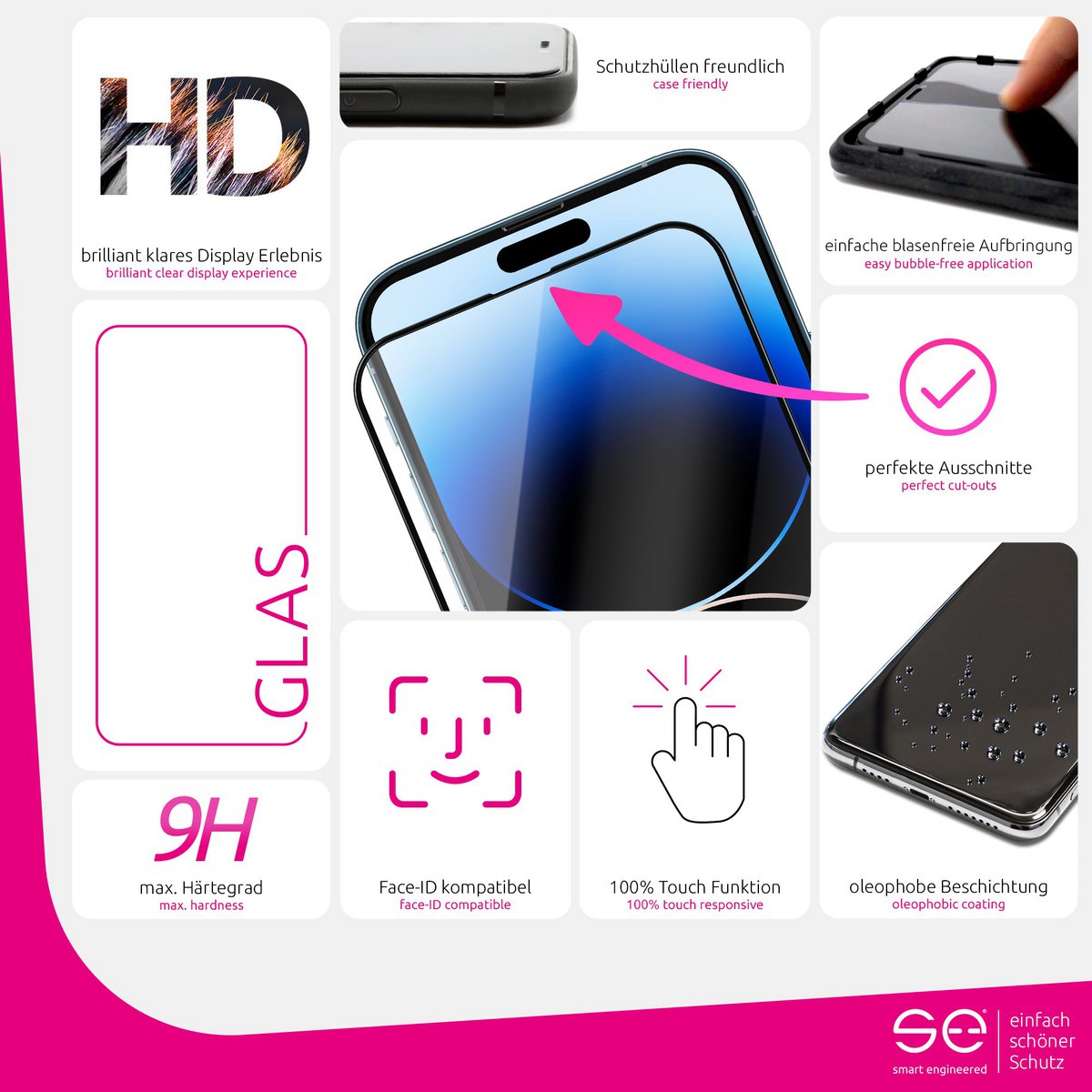 2x se® 3D de vidrio templado Apple iPhone 14 Pro Max