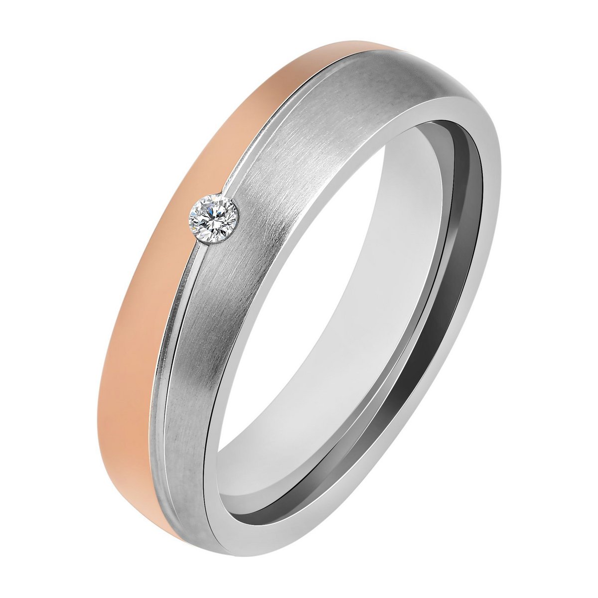 "Inox Duo", accent damepartnerring, rustfrit stål, Simili, bicolor, str. 54