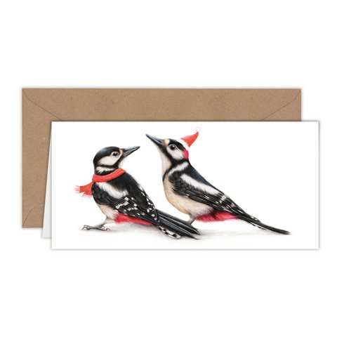 Kerstkaart, vogelvakantiekaart, dierenwenskaarten