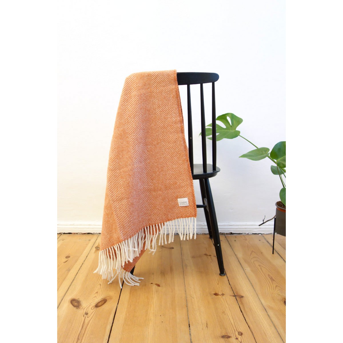 Wool blanket / cuddly blanket herringbone terracotta
