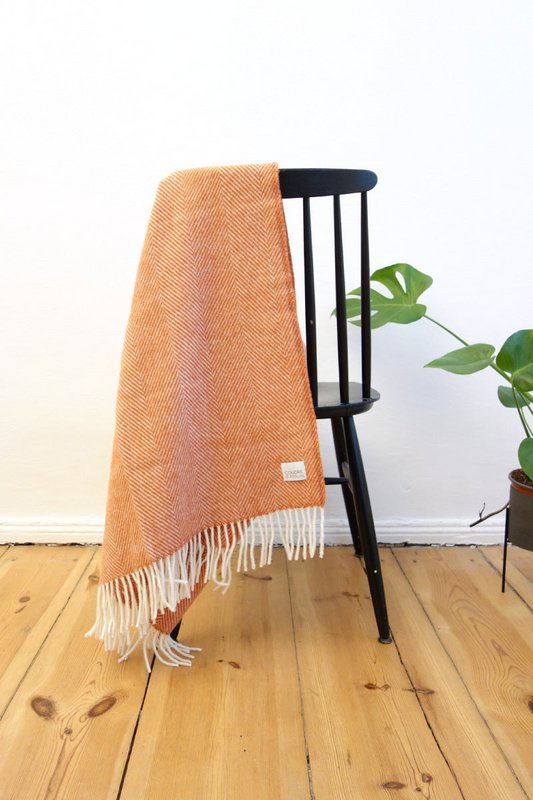 Coperta in lana / coperta coccolosa a spina di pesce in terracotta