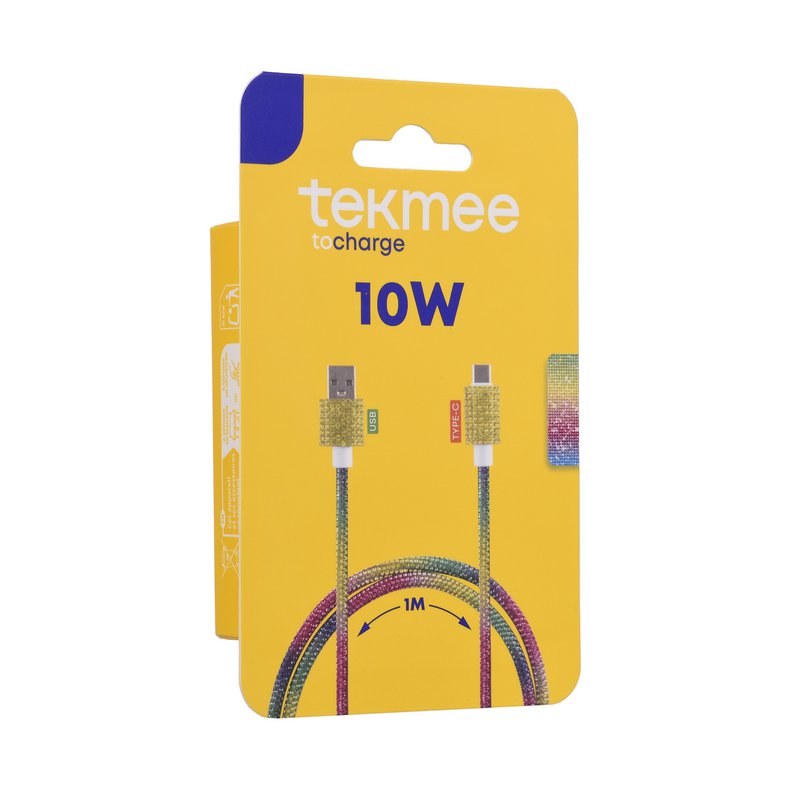 Câble USB à Type-C 1M en Strass Arc-en-Ciel - 10W