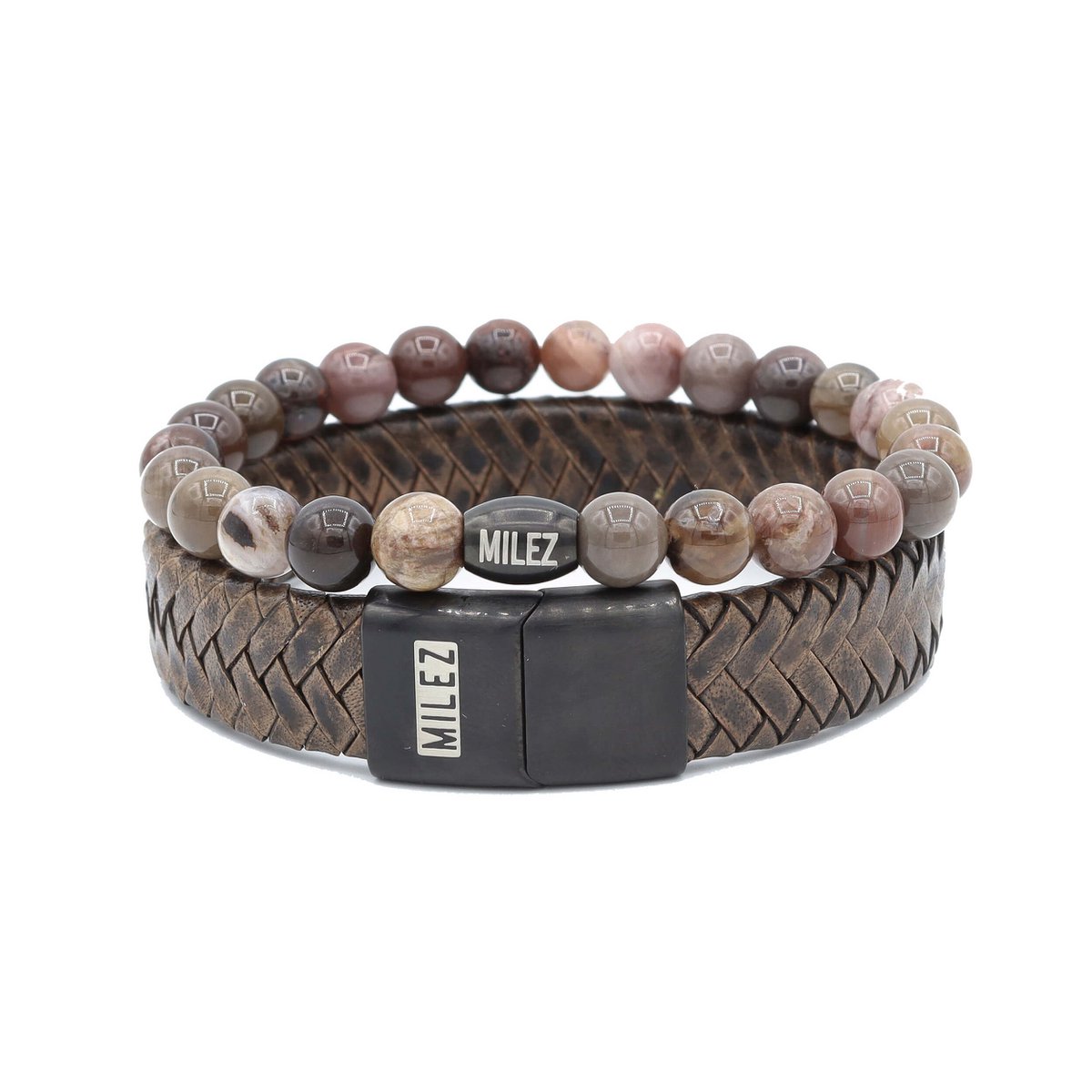 Herren-Armband-Set 'Brown Blend' - schwarzer Verschluss
