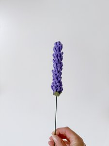Felt flower lavender center purple