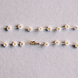 Collar flor margarita - blanco/amarillo - FI101