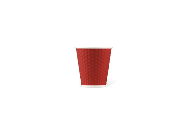 Porcelain cup LAP 180ml with silicon. grip honeycomb Red Glossy