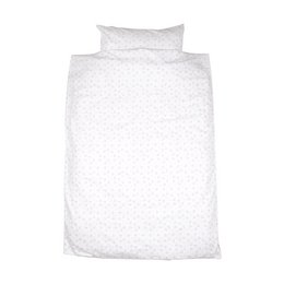 White duvet cover with a star pattern, suitable for a cot or baby bed.