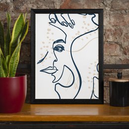 Abstract Scribbled Face Print