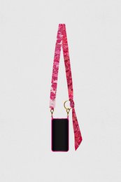 Virginie Riou – bandoulière de téléphone "citron caviar – 100% twill de polyester recyclé– rose, fruits – 128 cm x 5 cm