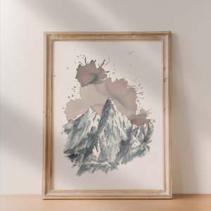 Les Drus Poster – Alpen, Aquarell & natürliche Pigmente – Design von Jizel Atelier