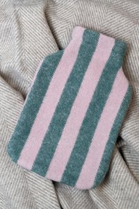 Heetwaterkruikhoes STRIPES groensteen/roze