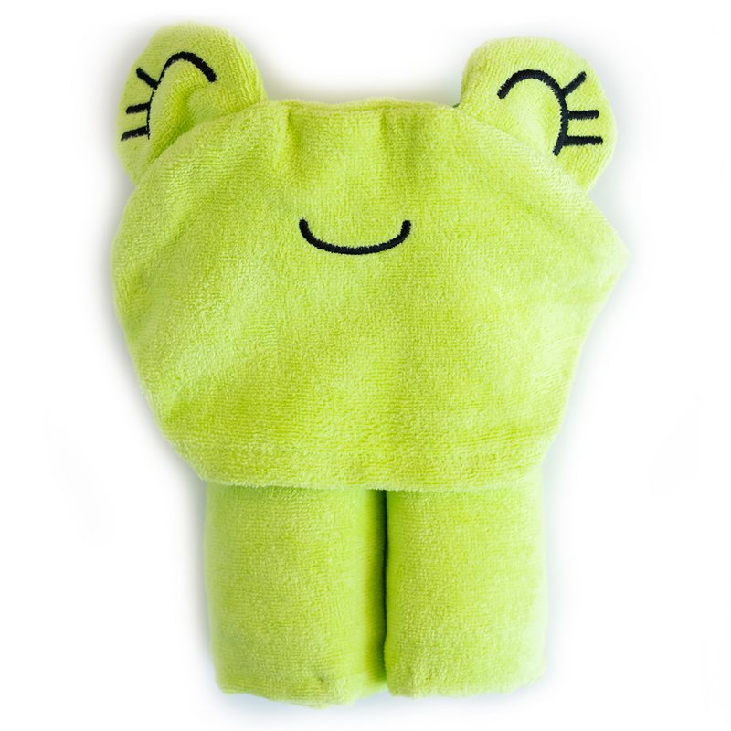 Milk&Moo Cacha Frog 100 % bomuld babybadehåndklæder med hætte, unisex, 27,5 x 47 tommer