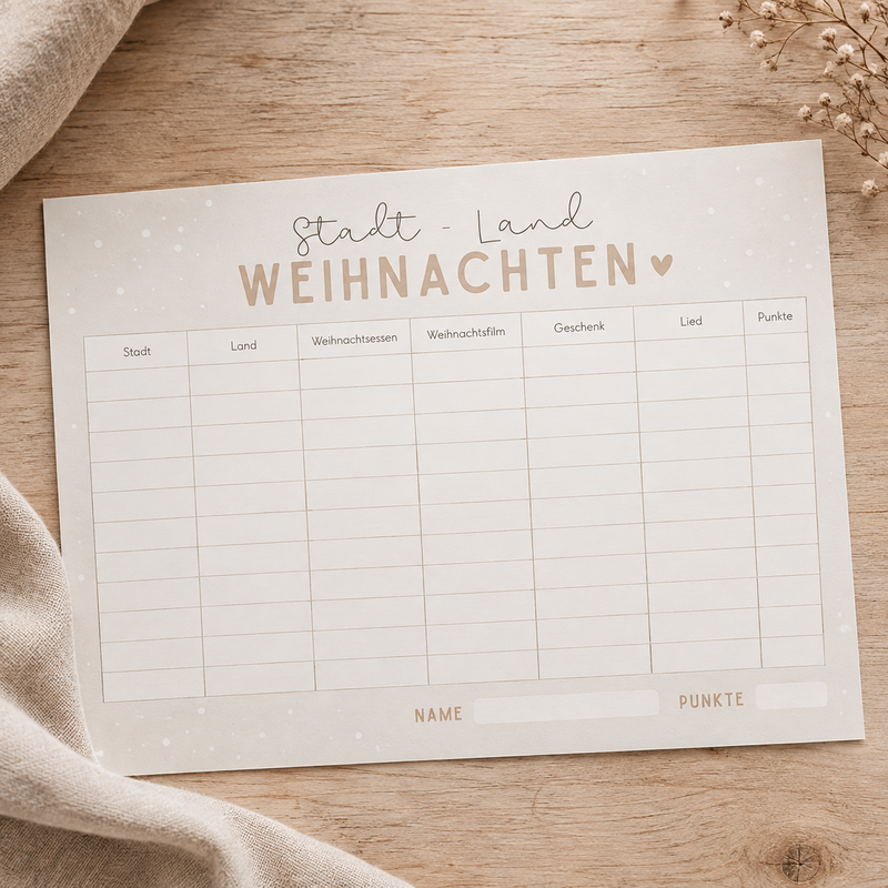 5x Stadt-Land-Weihnachten | Weihnachtliches Rätsel, Spiel A5