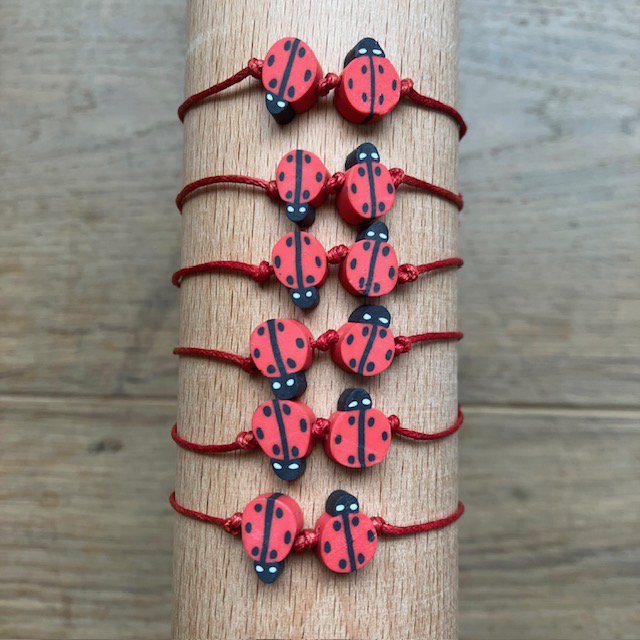 Luna-Leena kids bracelet ladybird red - handmade in Nepal