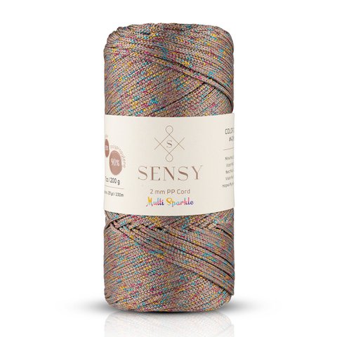 Sensy Premium 2mm Multi Sparkle - 251 yards 90% Polypropylene / 10% Polyester Macrame Cord