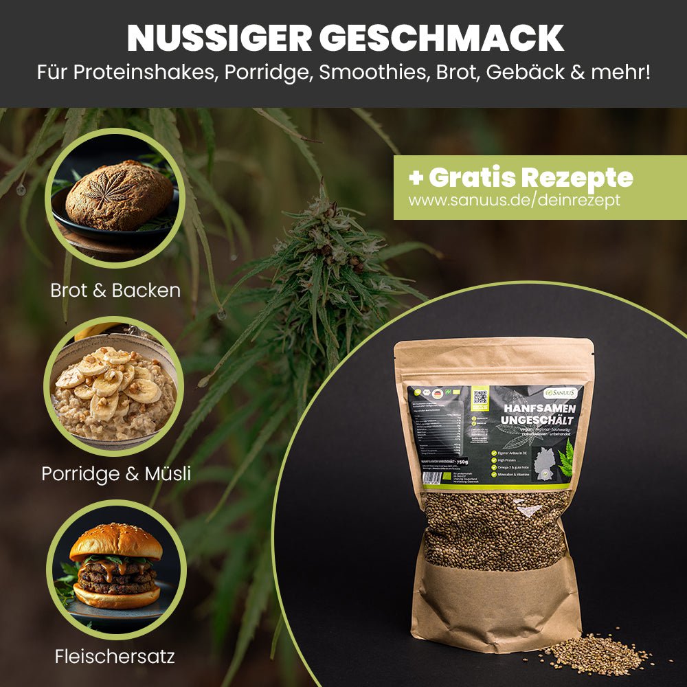 SANUUS Allgäu organic hemp seeds unpeeled from roasted hemp seeds 750g