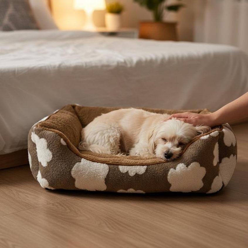 Yommy Cloud Cradle Pet Bed | Soft & Cozy Cotton Bed | Ideal for Fluffy Dogs and Cats | Warm Winter Padded Mattress | Fluffy & Plush Design | 3 Colors & 3 Sizes Available | Perfect for Home & Rest