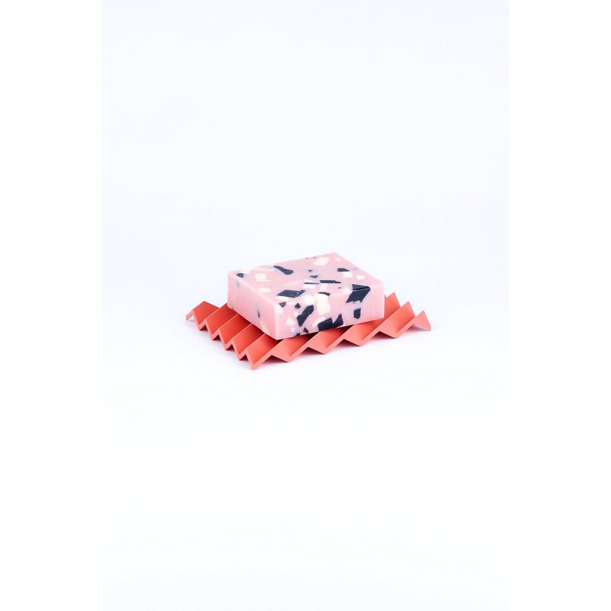 Soap dish made from recycled PET coral red cascade