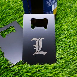 Abridor de botellas de acero inoxidable negro, grabado inicial personalizado, utensilios de barra y cocina