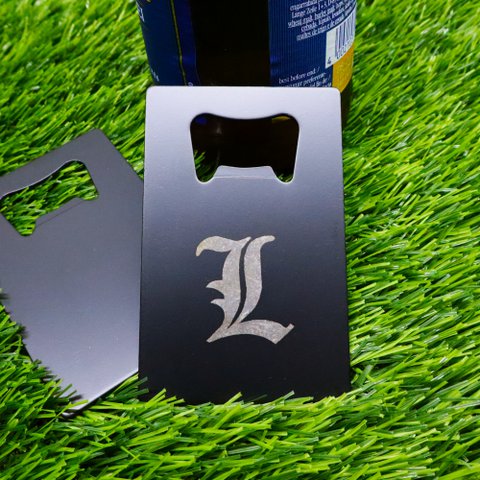 Black Stainless Steel Bottle Opener, Custom Initial Engraved, Bar and Kitchen Utensil
