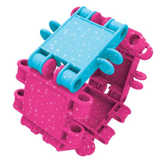 Clics building blocks– DURABLE TOYS made of RECYCLED PLASTIC (Made in Belgium)- Glitter building set 8 in 1