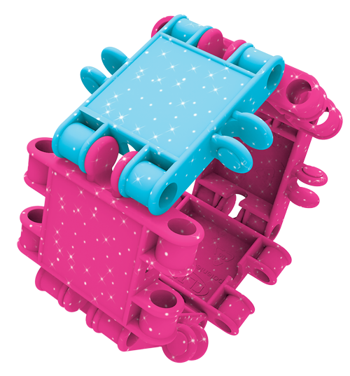 Clics building blocks– DURABLE TOYS made of RECYCLED PLASTIC (Made in Belgium)- Glitter building set 8 in 1