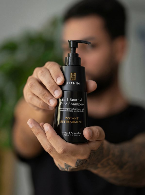 2in1 shampoo a barba e viso 200ml con biotina, cheratina e provitamin B5