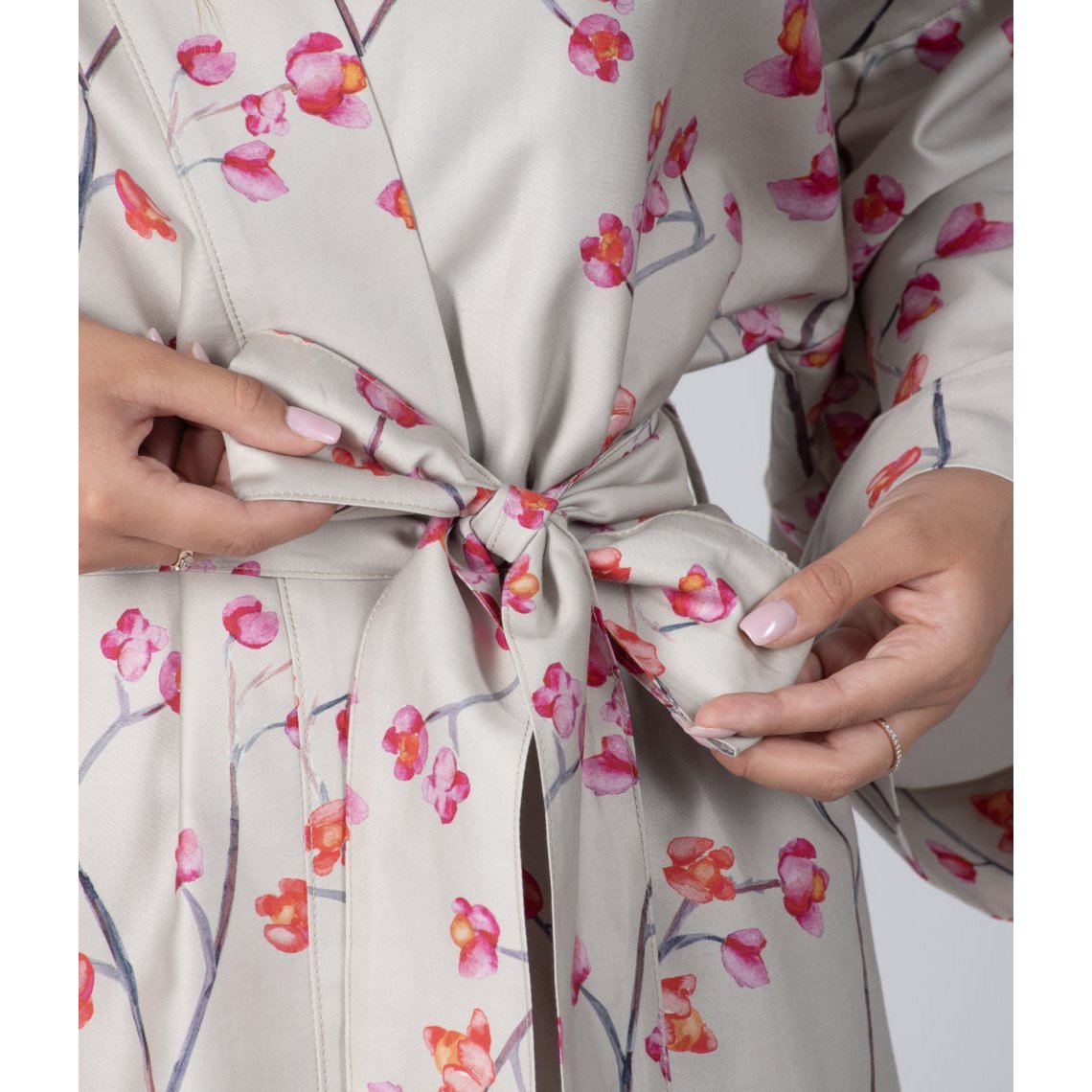 Satin-Robe-Kimono Inspired Almond