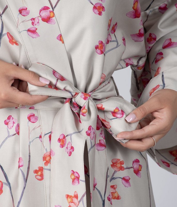 Satin-Robe-Kimono Inspired Almond