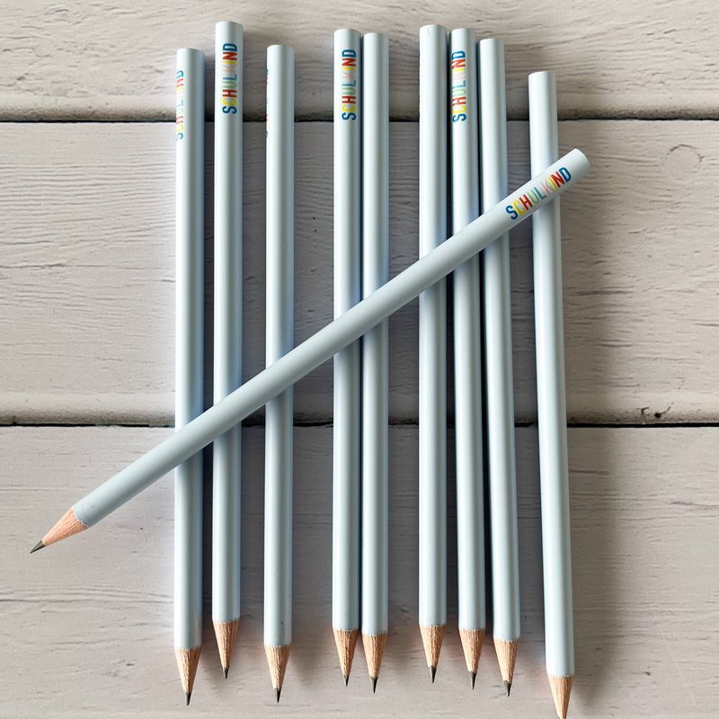 Pencil “School Child” – light blue with colorful inscription – school enrollment gift