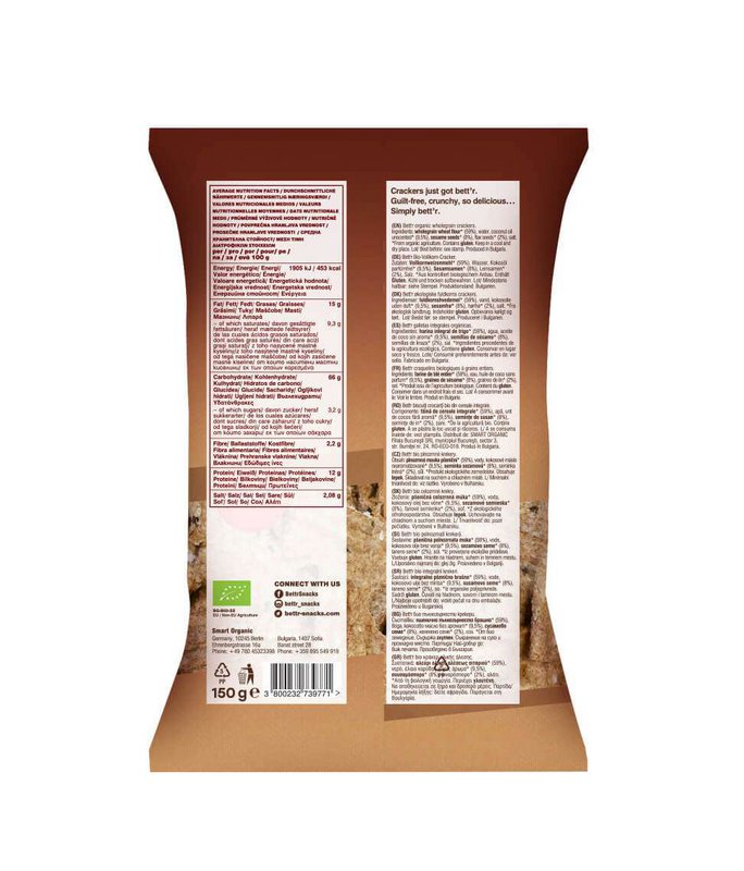 Seed Crackers Wholegrain, organic, Bett'r, 150g