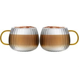 SET of 2 one wall glass with yellow handle 350ml TULIP 1227