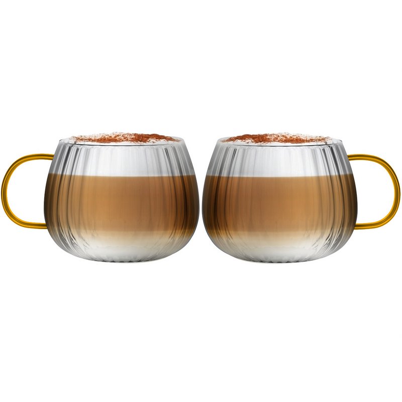 SET of 2 one wall glass with yellow handle 350ml TULIP 1227