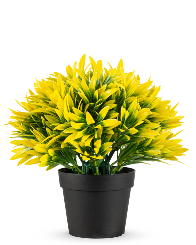 Kunstig plante Gul sol i potte UV 22 cm