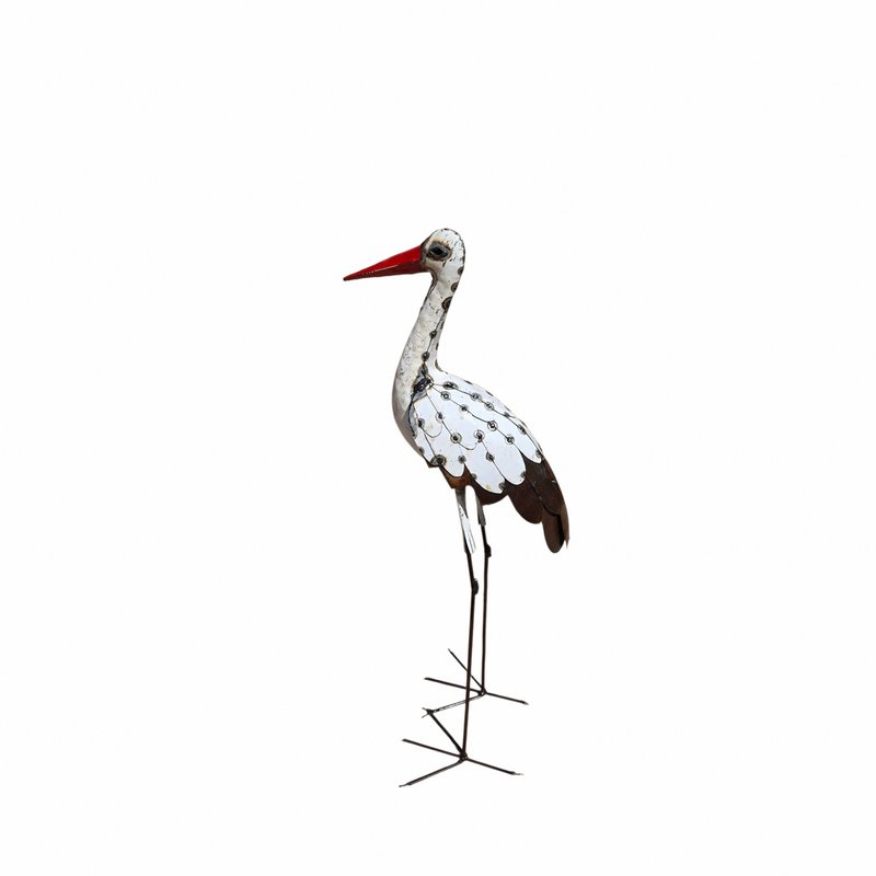 METAL NATURAL- WHITE LARGE STORK BIRD