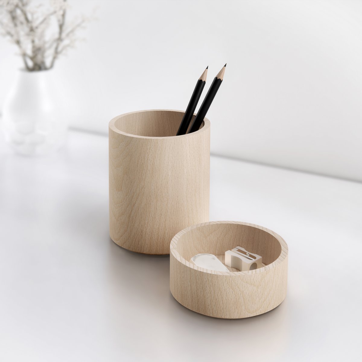 Stapelbarer Schreibtisch-Organizer aus Holz groß