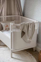 Gebreide katoenen babydeken, beige ganzen