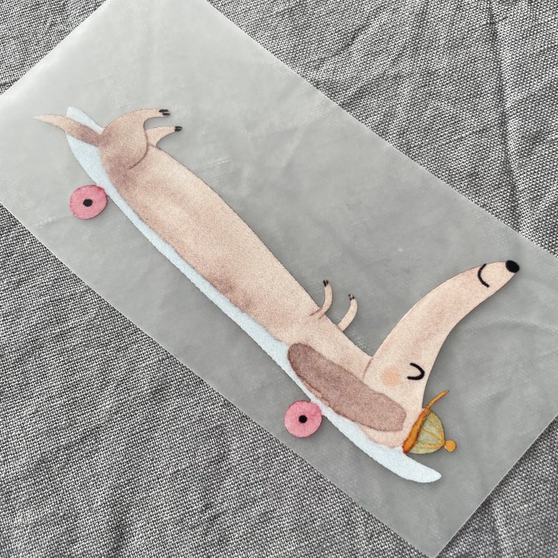 Iron image Skater dachshund, hanging picture dog, patch, gift