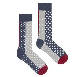 Classic height organic cotton socks with polka dot pattern in navy and gray colors.