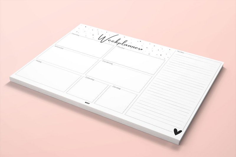 Weekplanner A4 - Planner - Dagplanner - Deskplanner - Familieplanner - Gezinsplanner - Planner Organizer - - Stippen - Afscheurbaar - 50 vel