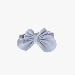 Luxurious leather butterfly collar for dogs in a soft lavender purple color.
