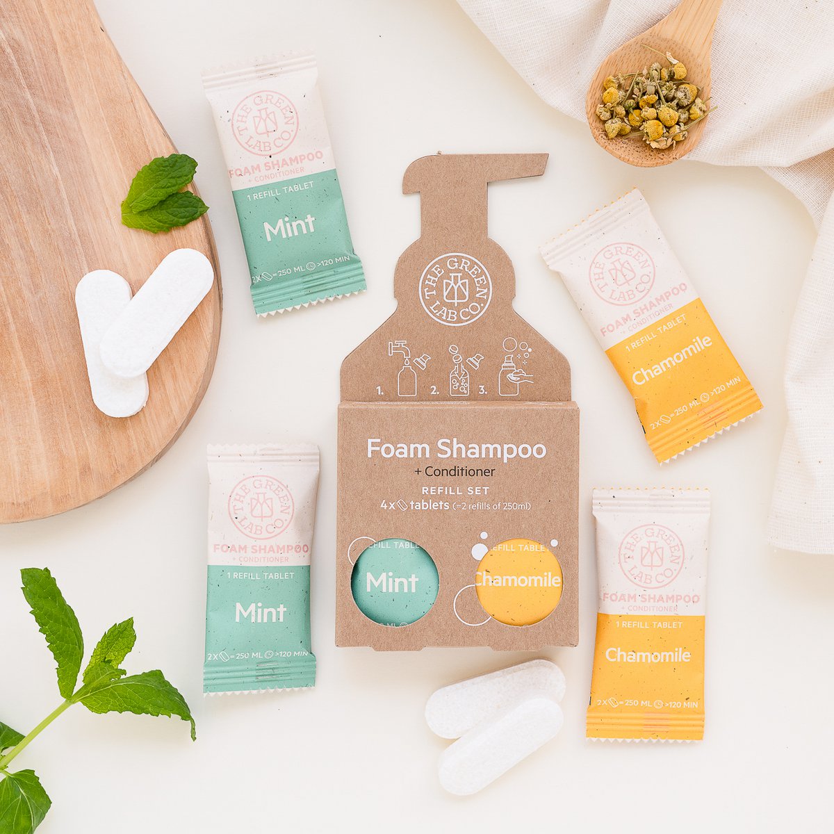 Navulset Shampoo Tablet - Munt en Kamille