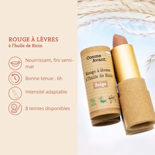 Organic lipstick with castor oil