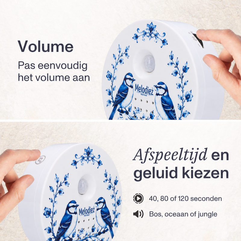 Melodiez Vogelhuisje Met Geluid - Box Incl. ledlicht, Batterijen en 5 Natuurlijke Vogel, Oceaan en Jungle geluiden - Delftsbaluw