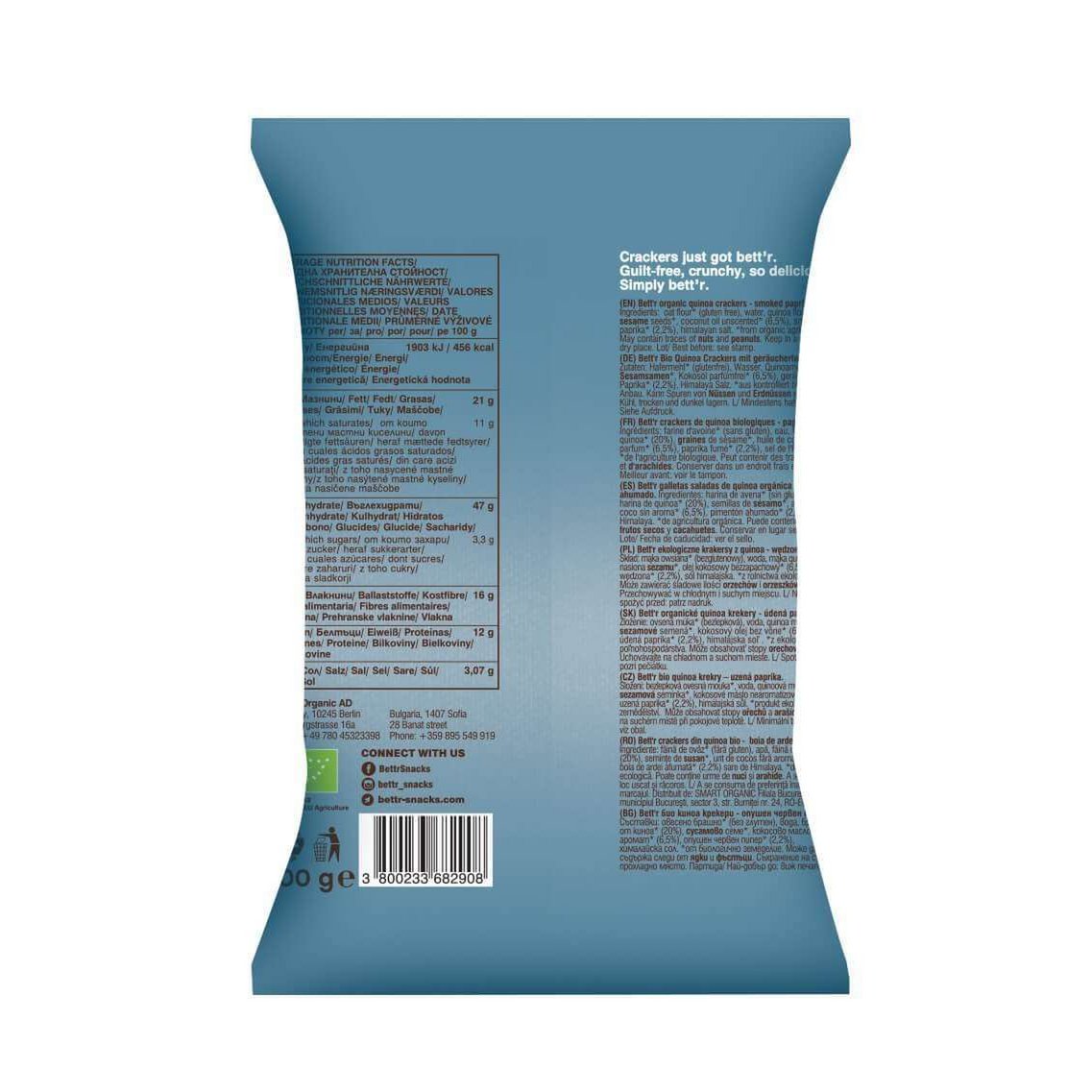Quinoa Crackers Smoked Paprika, organic, Bett'r, 100g