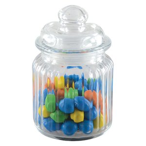 Small glass jar with striated cover