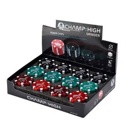 CHAMP HIGH - Broyeur à tabac & Herbes aromatiques - Moulin à épices - 3 Parties et Dents de Requin - Design moderne - Diamètre 42 mm - Avec grattoir - Zinc - Jeton de poker