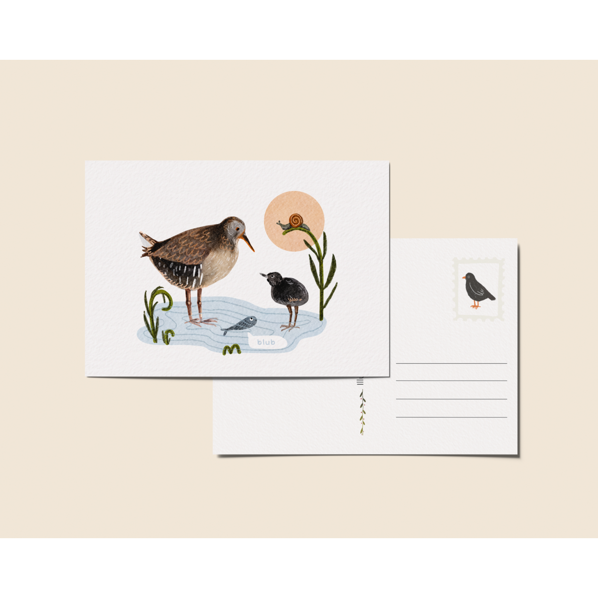 “Blub” – A6 Illustrated Card | 350gsm Tintoretto Gesso