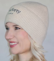 Damen Strickmütze Beanie Strickbeanie Frauengeschenk Geschenkbox weiß softbeige