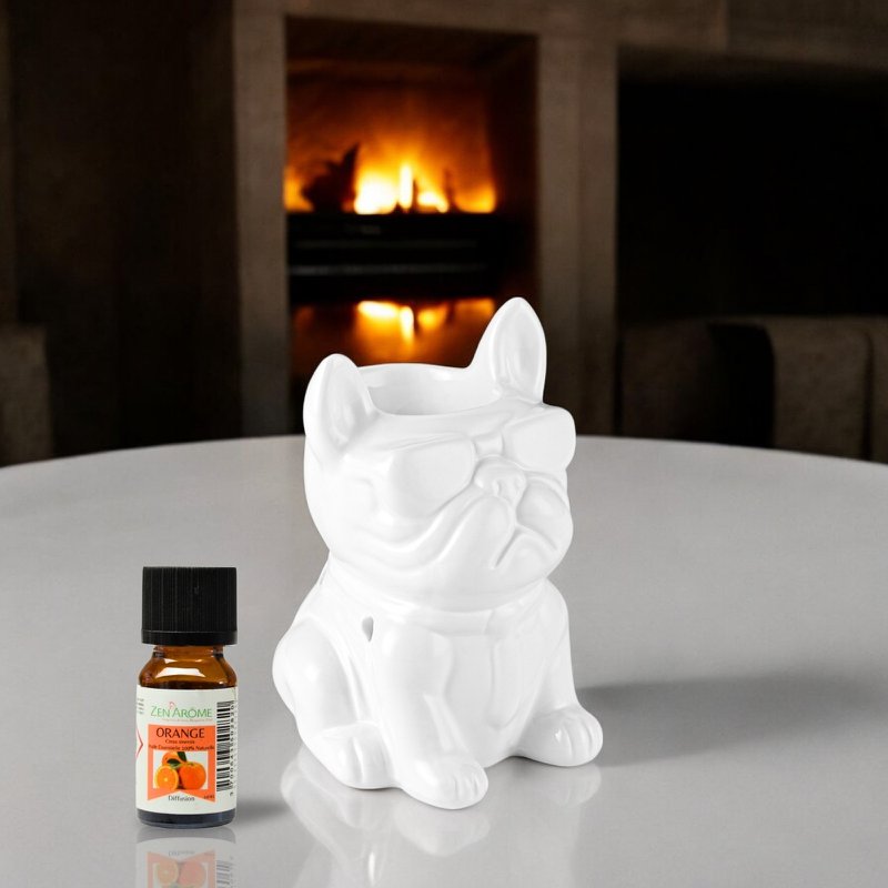 Burning Céramy Boubou White Phaurement - Vela de cerámica lacada - Cerosas perfumadas de difusión, aceites esenciales - decoración de ideas de regalo